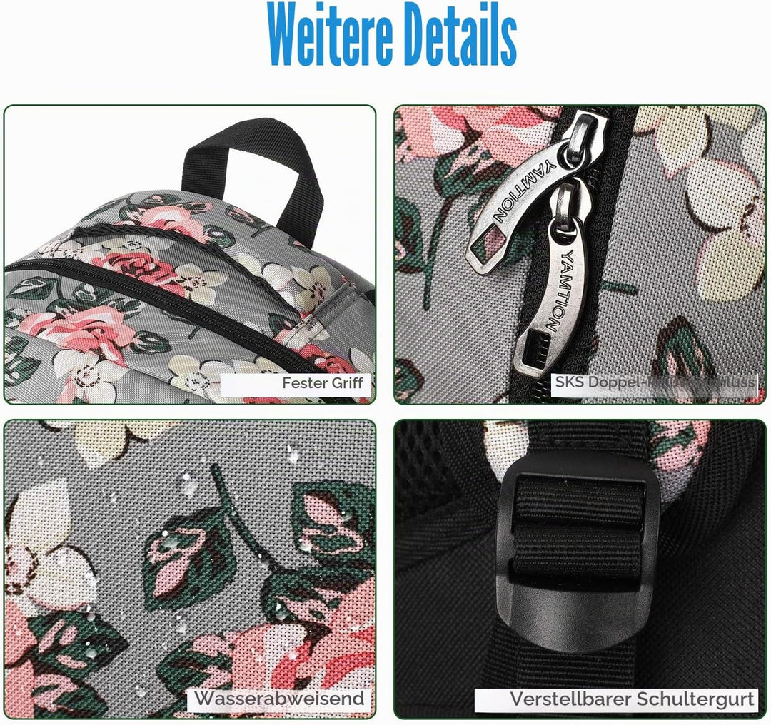YAMTION Schulranzen Mädchen,Tagesrucksack Frauen Schultasche Damen Rucksack mit Laptopfach für Schul