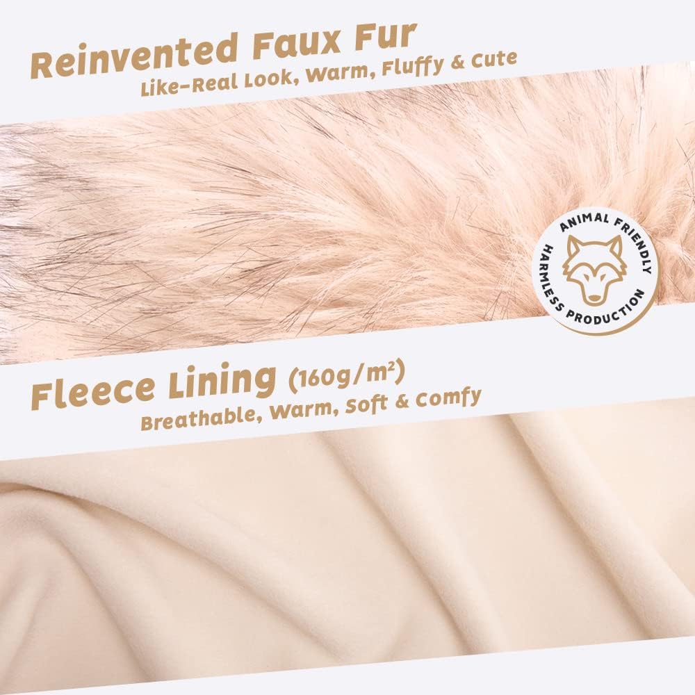 Futrzane Classic Manschetten - Fell Stulpen Damen - Pelz Pulswärmer Handstulpen Elfenbein Classic, E