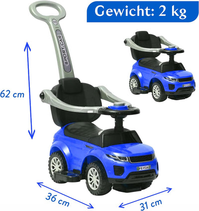 COIL Rutschauto mit der Schiebestange 614W Rutscher Babyrutscher Rutschfahrzeug Blau, Blau