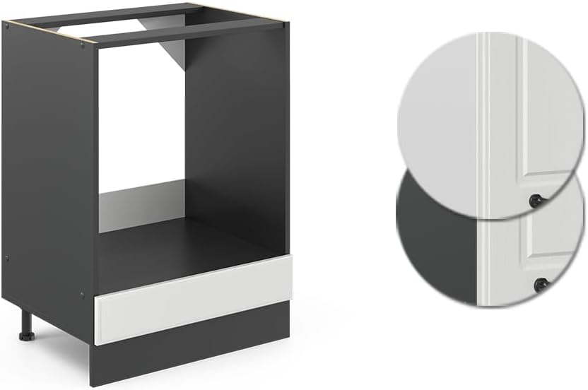 Vicco Herdumbauschrank R-Line, Weiss Landhaus/Anthrazit, 60 cm ohne Arbeitsplatte Weiss Landhaus Her