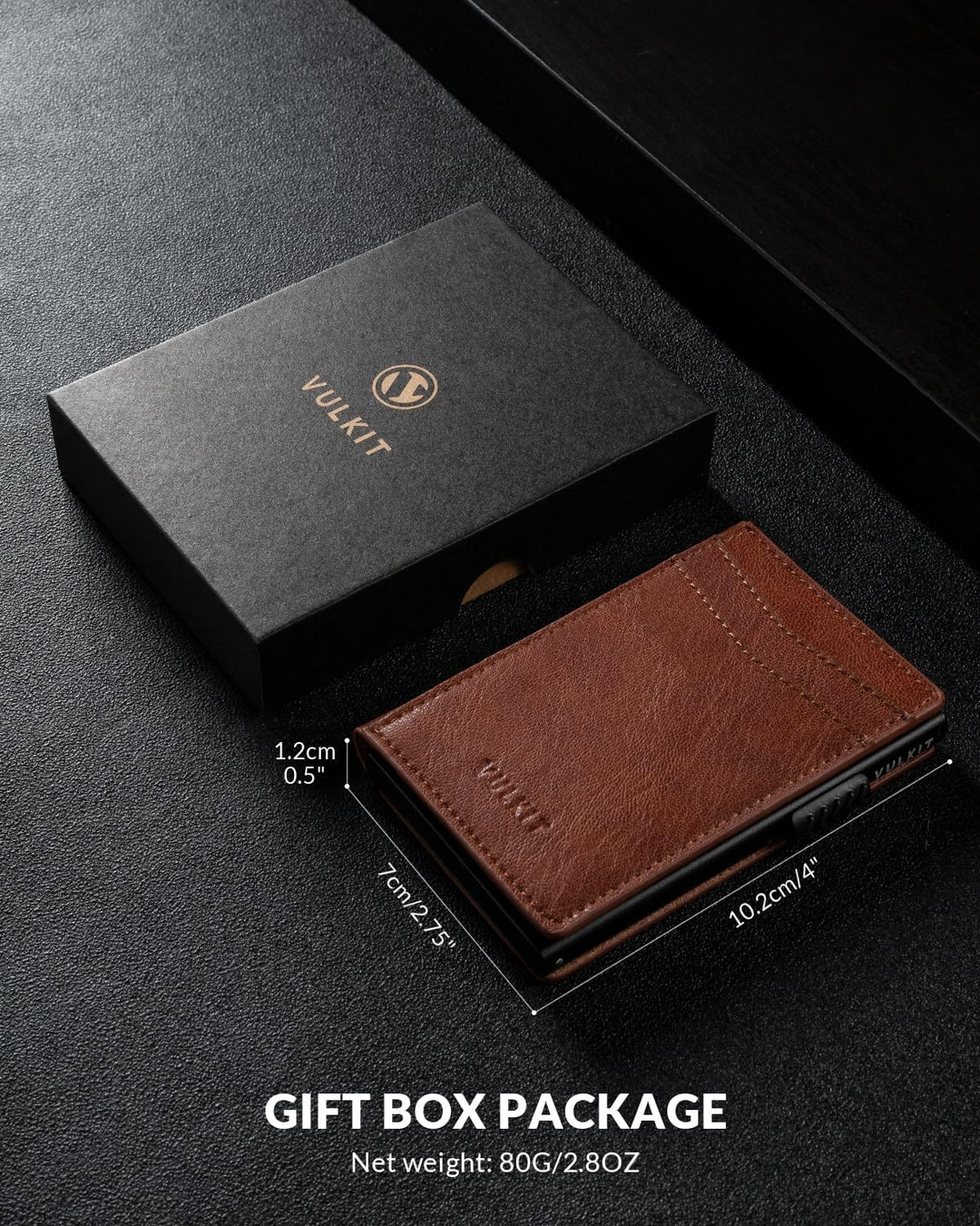 VULKIT Kreditkartenetui Leder Kartenetui RFID Blocking Automatische Pop Up Visitenkartenetui für Kar