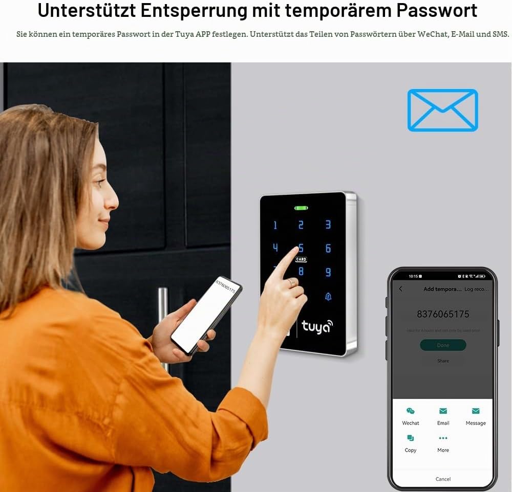 FUSYTULY WiFi Tuya RFID-Zugangskontrolltastatur IP68 wasserdicht, Dual-Frequenz 125 kHz / 13,56 MHz
