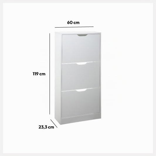 5five - schuhschrank mit 3 schubladen weiss 60 x 24 x 118 cm Weiss, 60 x 24 x 118 cm Weiss