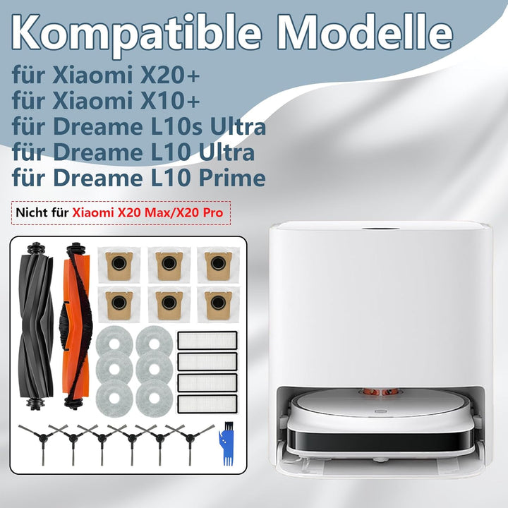 25 Stück Zubehör für Xiaomi X20+/X10+, für Dreame L10s Ultra/L10 Ultra/L10 Prime Roboter Staubsauger
