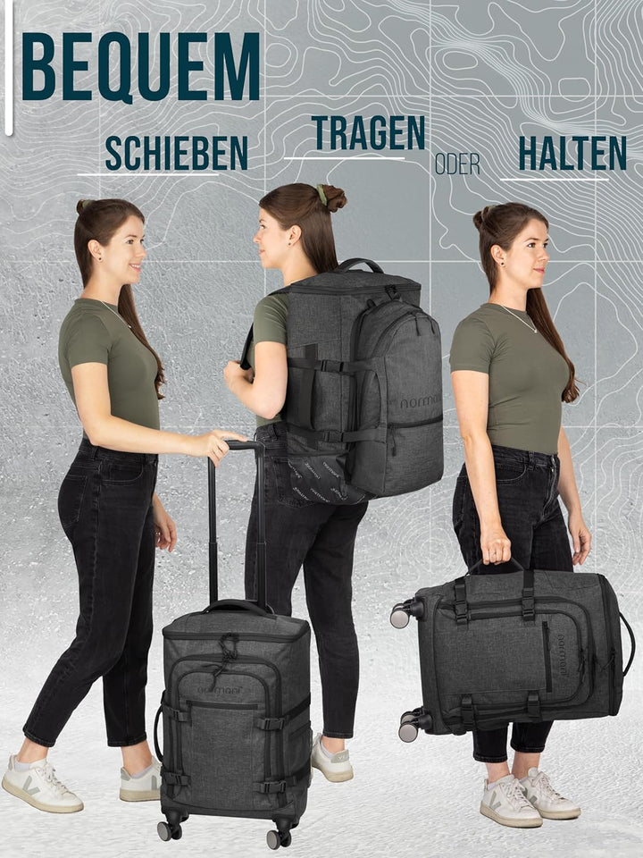 normani Reiseset Trolley mit Rucksackfunktion kleiner Rucksack Reisetasche - 38 L Reisetrolley + 8 L