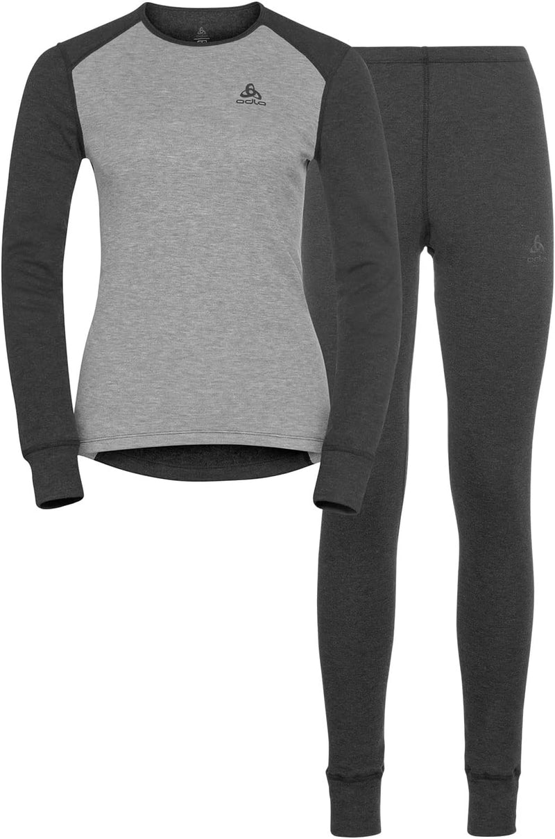 Odlo Damen Funktionsunterwäsche Set Active WARM ECO L Dark Grey Melange - Grey Melange, L Dark Grey