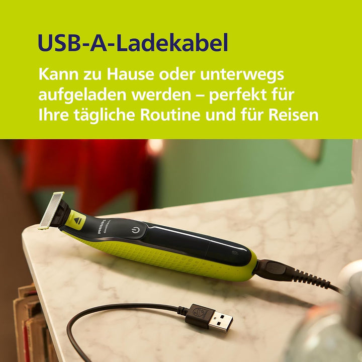 PHILIPS OneBlade 360 Face - elektrischer Rasierer & Trimmer, 2x 360 Klingen, 3x Trimmaufsätze (1/3/5