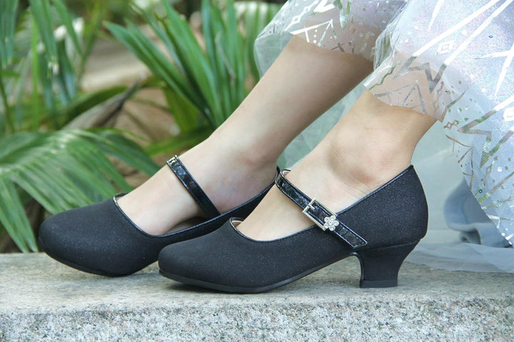 EIGHT KM - Mädchen High Heel Kleid Schuhe - Mary Jane Prinzessin Hochzeit Pumps - Funkelnder Glitzer