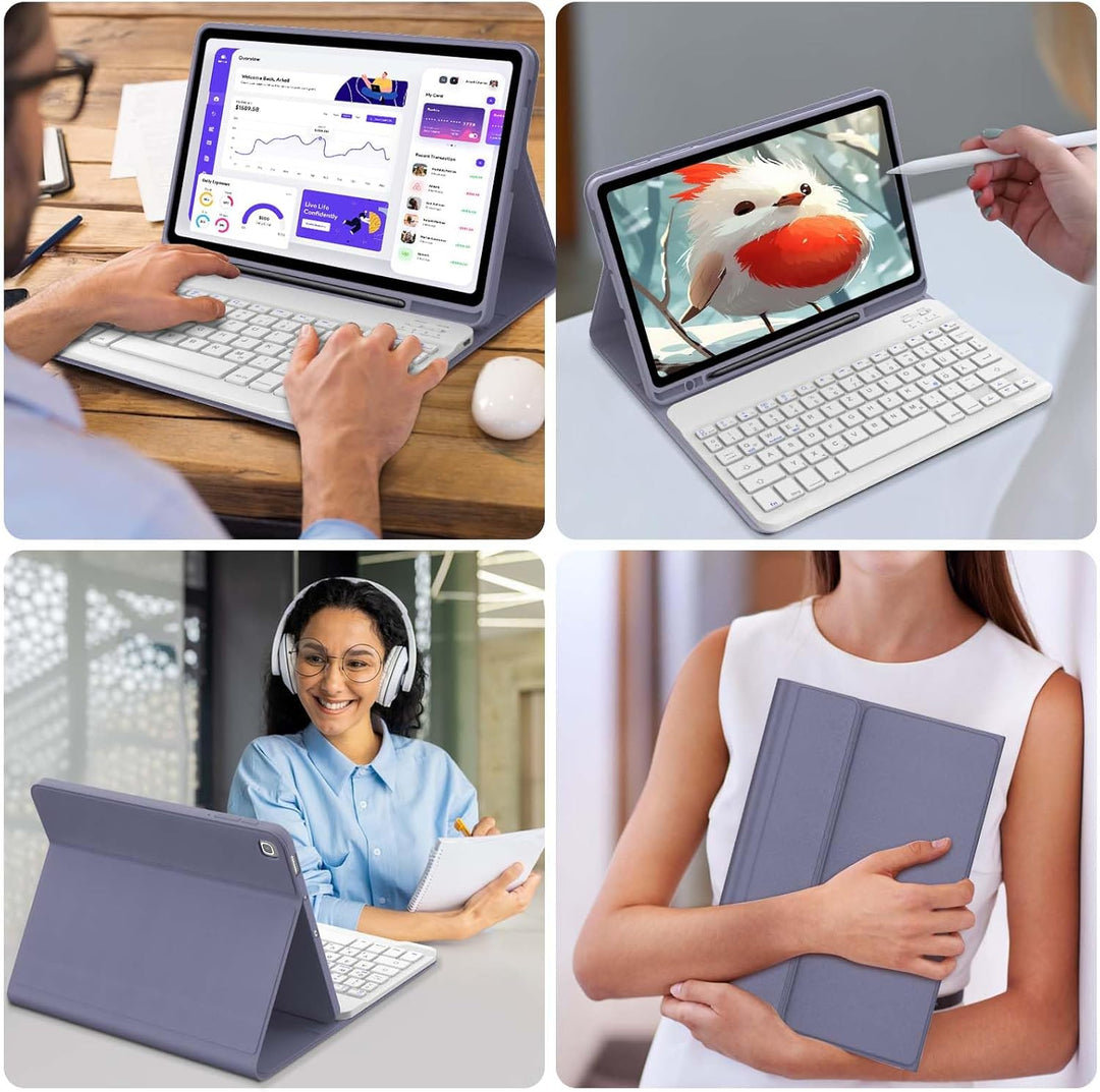Tastatur Hülle für Samsung Galaxy Tab S6 Lite 10,4 Zoll (2024/2022/2020), Deutsches QWERTZ Magnetisc
