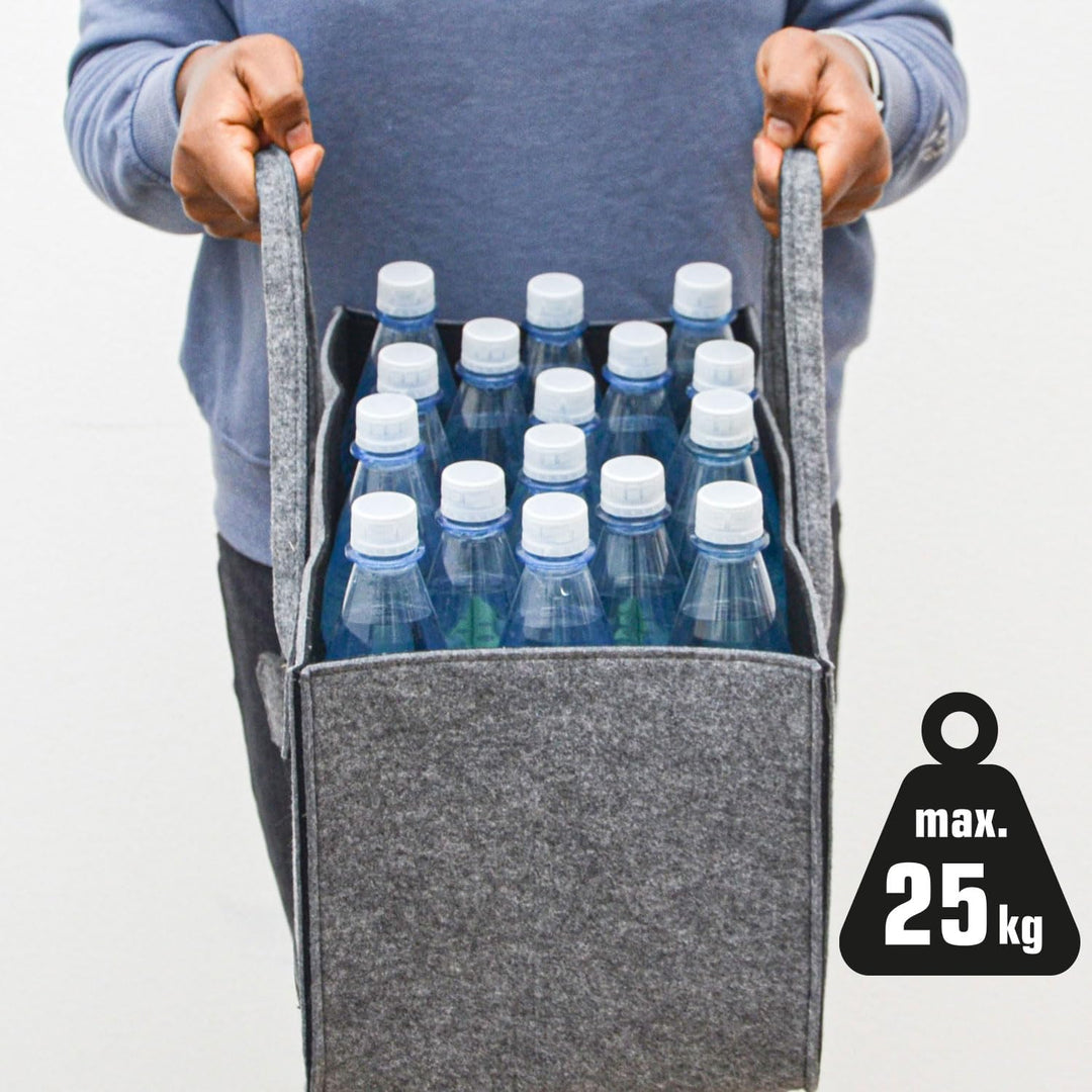DuneDesign Bis 25kg: Shopping Bag Filz XXL - 50x25x25 Schwerlast Filztasche Gross - Kamintasche für