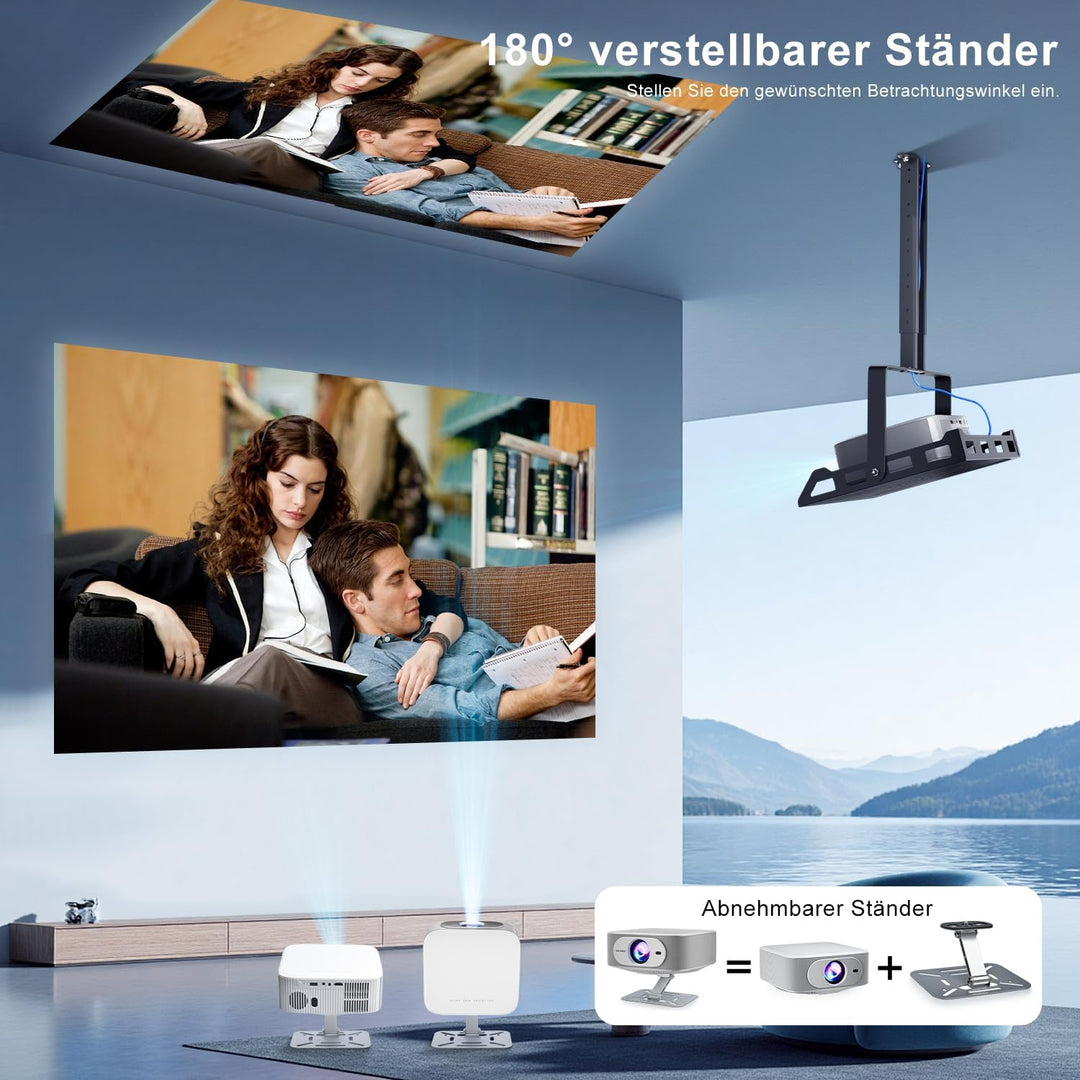 Salange Beamer Unterstützt 4K [Native 1080P |Integrierte App| Android 14], Smart Beamer mit WiFi6 un