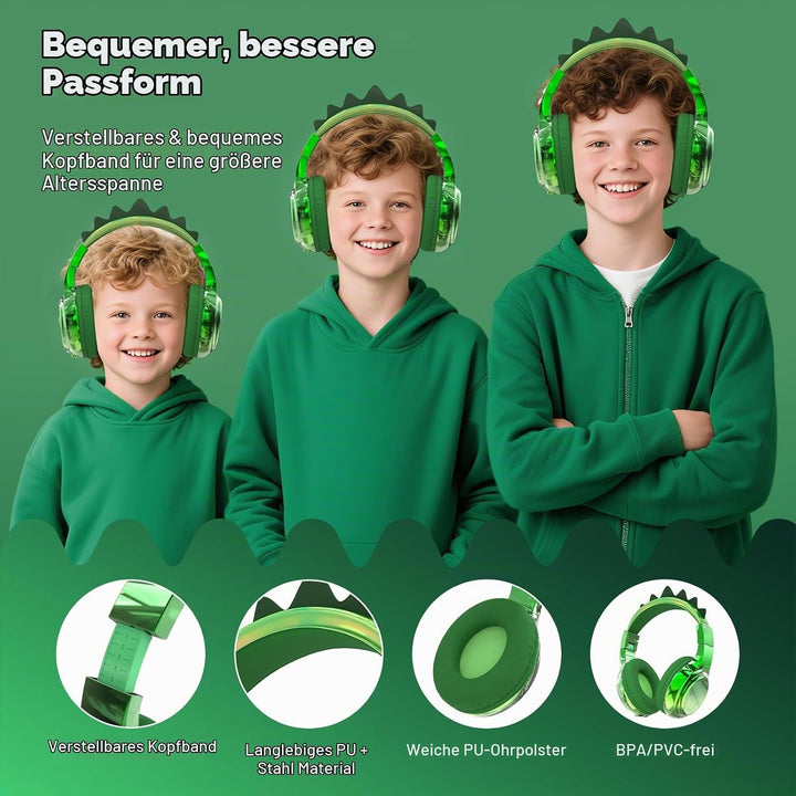 JYPS Bluetooth Kopfhörer Kinder, Metallisch Kabellose Kopfhörer Kinder Over Ear mit 74/85dBA Lautstä