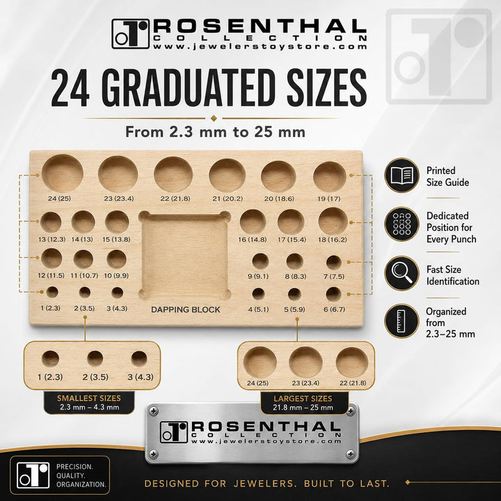 Complete 26-Piece Metal Forming Dapping Doming Punch and Block Set 2.3mm to 25.0mm by Bench Wizard 2