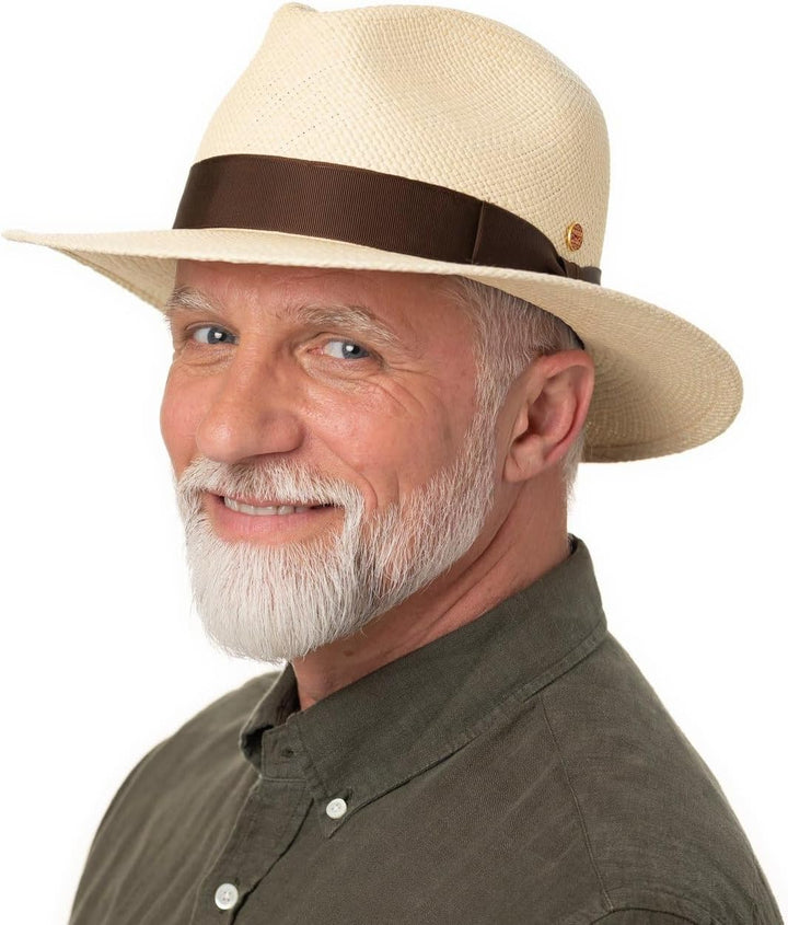 Mayser Brown Menton Panamahut Herren - Made in The EU UV-Schutz Sonnenhut Sun mit Ripsband Frühling-