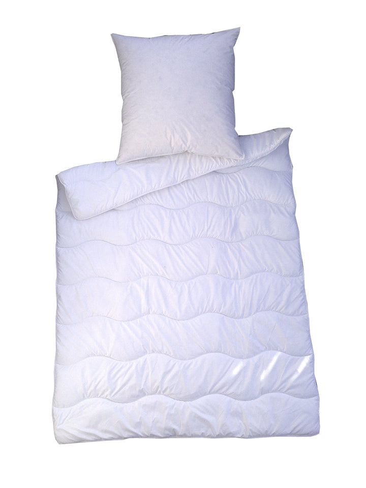 Bettenset Bettdecke und Kopfkissen 2 teilig Premium Weiss Allergiker Steppbett Steppbettdecke Bettwä