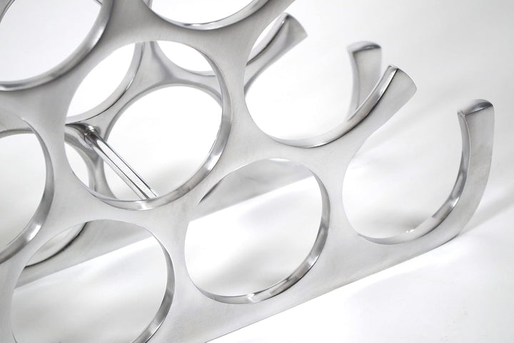 Kobolo Weinregal Circle, 76x14x37 cm, Silber, Metall-Aluminium, modernes & platzsparendes Flaschenre