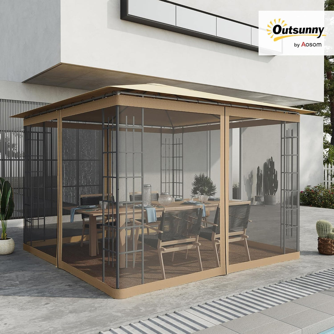 Outsunny Passend für Pavillon, universelles Ersatz-Moskitonetz für Pavillons und Zelte, mit Reissver