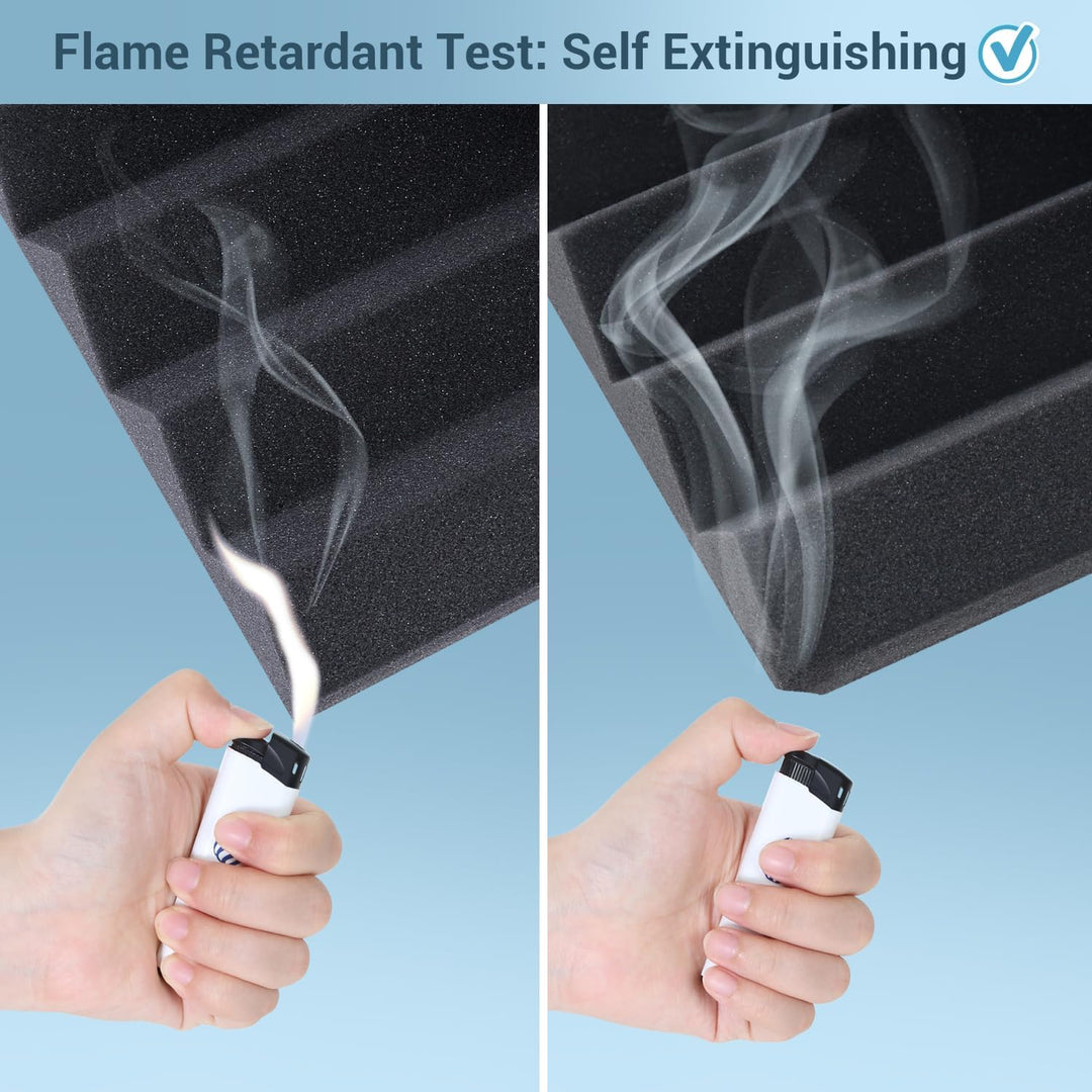 Ohuhu Akustikschaumstoff Akustikpaneele 48 Stück mit Aufkleber, 30 x 30 x 2,5 cm, Schalldämmung Wand