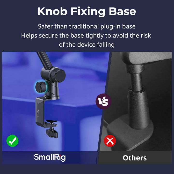 SMALLRIG Mikrofonarm, 360° drehbarer Mikrofonständer mit hydraulischem Dämpfungsgelenk, Tischmontage