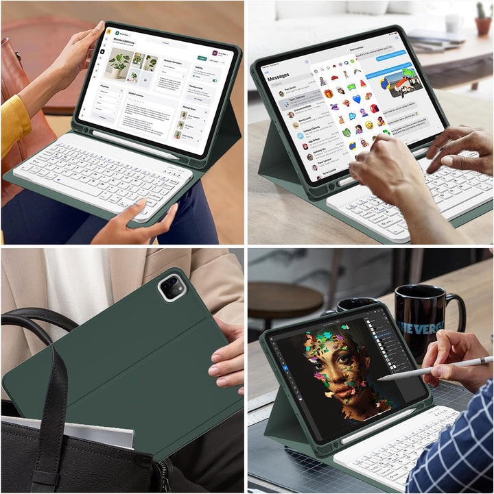 JKSML Hülle mit Tastatur für iPad Pro 11 Zoll 4./3./2.Generation (2022/2021/2020) mit Stifthalter, A