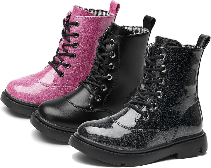 DADAWEN Jungen Stiefel Wasserdichte Mädchen Schnürstiefeletten 26 EU Schwarz B, 26 EU Schwarz B
