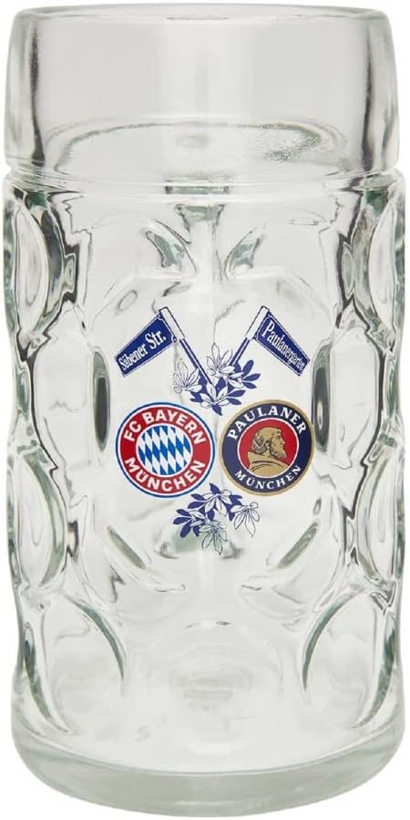 FC Bayern München Masskrug - Logo - Glas 1 Liter Bierkrug Krug FCB