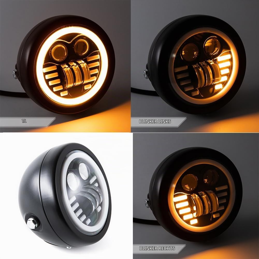 Motorrad LED Frontscheinwerfer, 6,5 Zoll Universal Scheinwerfer Distanz Licht mit Halterung zur Über