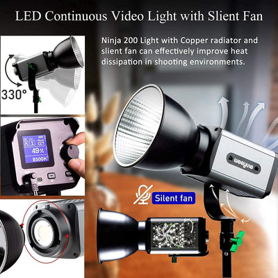 Weeylite 60W LED Videoleuchte, dimmbare Bi-Farbe 2800K-8500K, Strobe Videoleuchte mit Handy Bluetoot