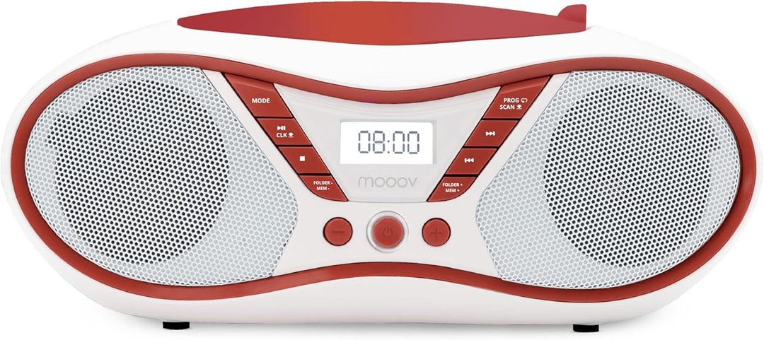 MOOOV 477411 Tragbarer CD-Player mit Radio, USB, Lautsprecher - Mini Kofferradio für Kinder & Senior