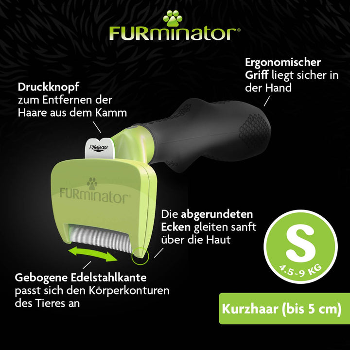 FURminator deShedding-Tool Hund Grösse S Kurzhaar - Hundebürste für kleine Hunde zur Entfernung der