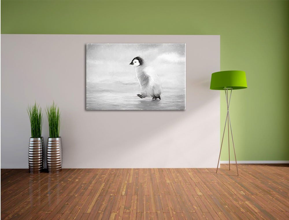 Pixxprint Kaiserpinguinkücken als Leinwandbild/Grösse: 100x70 cm/Wandbild/Kunstdruck/fertig bespannt
