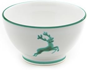 GMUNDNER KERAMIK Hüttenfrühstück Cup für 2 Geschirrset 6-teilig Grüner Hirsch Geschirr, handgemacht