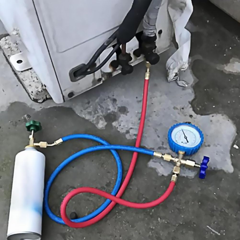UKCOCO Kältemittel Manometer Set für Auto und Haushalt Klimaanlagen, Monteurhilfe mit Gummi Befüllsc