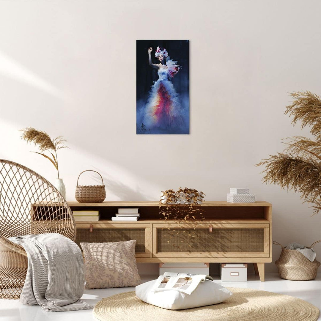 Bilder auf Leinwand Frau Geheimnis Nacht Wald Leinwandbild mit Rahmen 45x80cm Wandbilder Dekoration