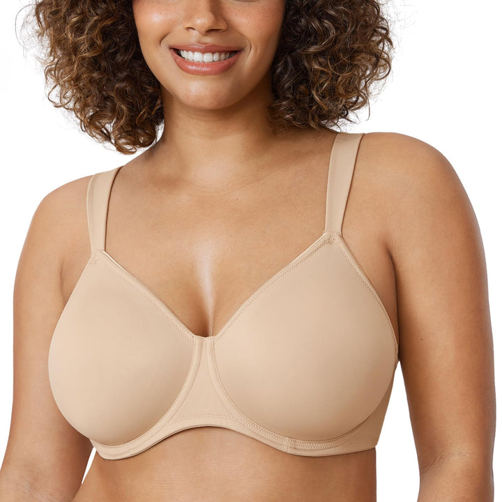 DELIMIRA Damen T-shirt Minimizer BH mit Bügel Grosse Grössen Ohne Gepolstert 75D Beige, 75D Beige