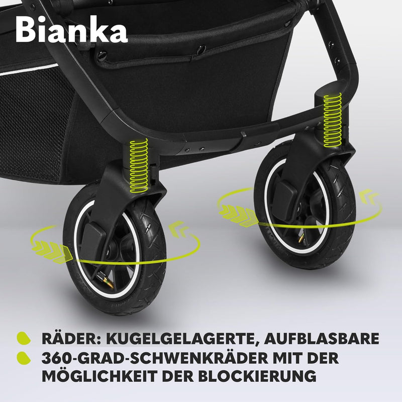 LIONELO BIANKA Kinderwagen 3 in 1 bis 22 kg Babywanne Autositz Zusammenlegbar, Reise-System, Einstel