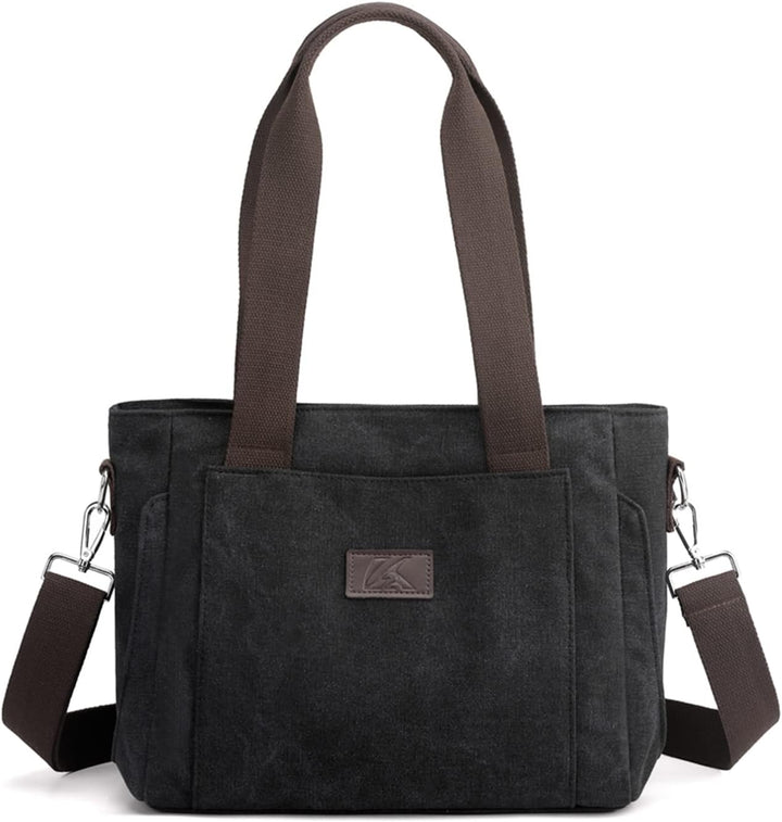 PORRASSO Damen Umhängetasche Segeltuch Handtasche Casual Schultertasche Hobotasche mit Mehreren Tasc