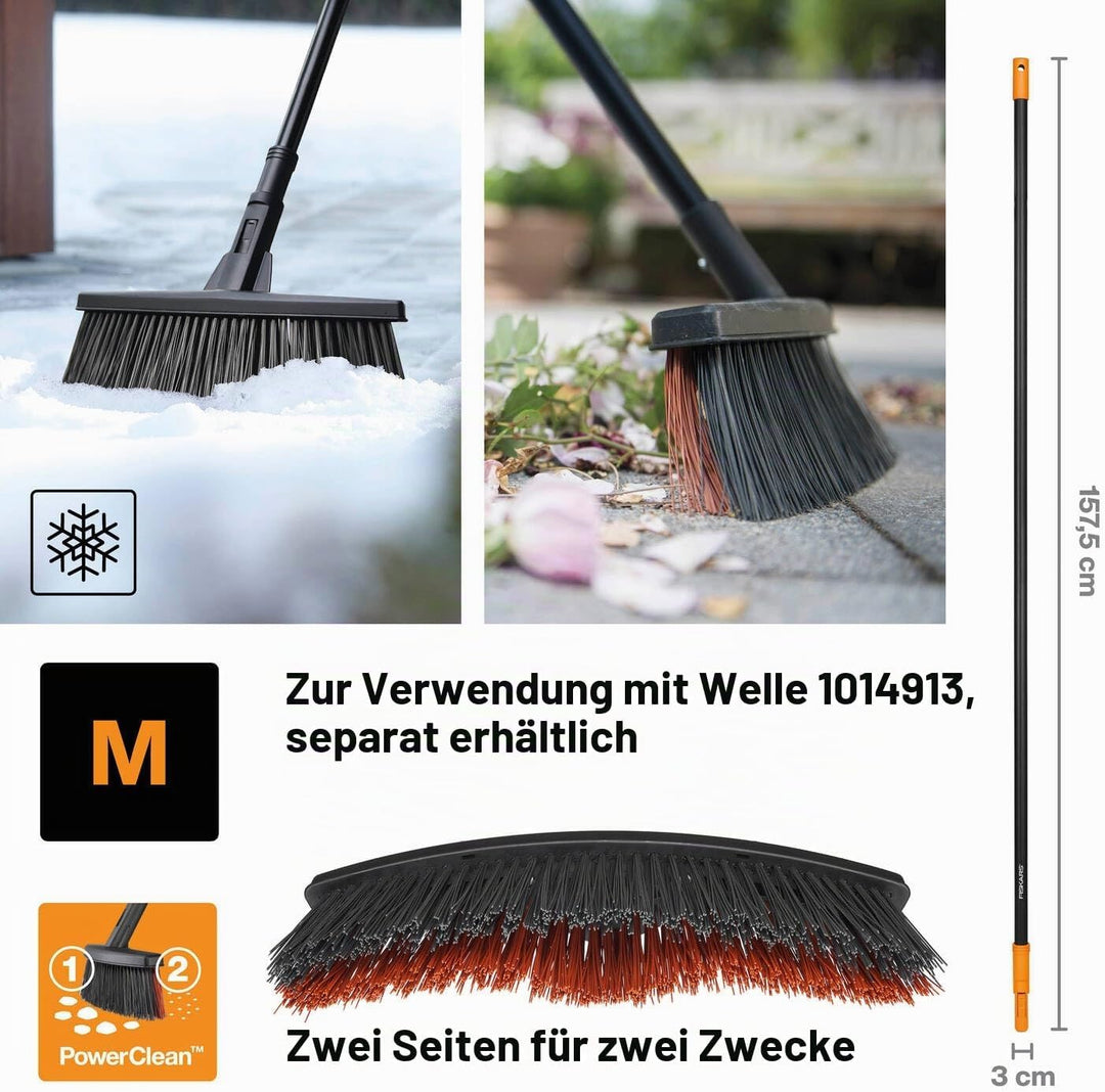 Fiskars Allzweckbesen-Kopf mit Powerclean-Borsten, Breite: 38 cm, M, Kunststoff, Schwarz, Solid, 102