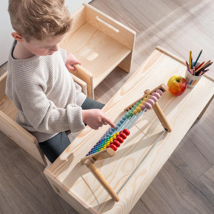 Ehrenkind® Kinder Wendebank | Bank aus Kiefernholz, Montessori-inspiriert, höhenverstellbar & kippsi