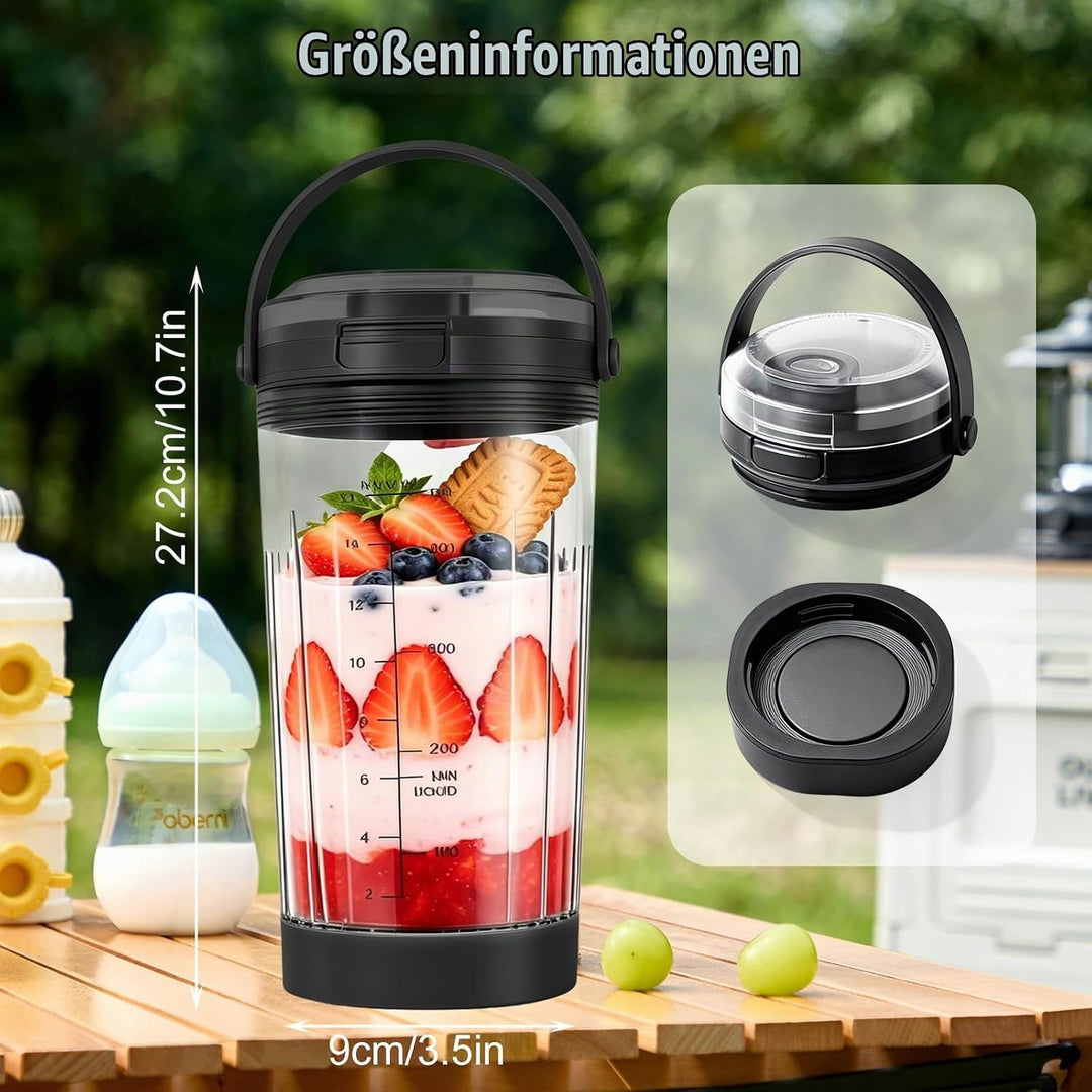 Ninja Blast Tragbarer Mixer Ersatzteile Zubehör 530ml: Becher mit Trinköffnung Deckel &amp; Untere Kappe