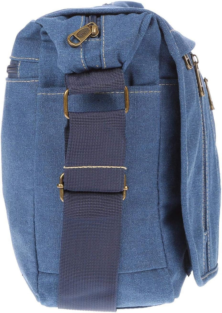 Christian Wippermann grosse XL Herren Damen Tasche Umhängetasche Canvas Messenger Bag Blau, Blau