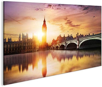 islandburner Bild Bilder auf Leinwand London V5 Big Ben Tower Bridge 1p XXL Poster Leinwandbild Wand