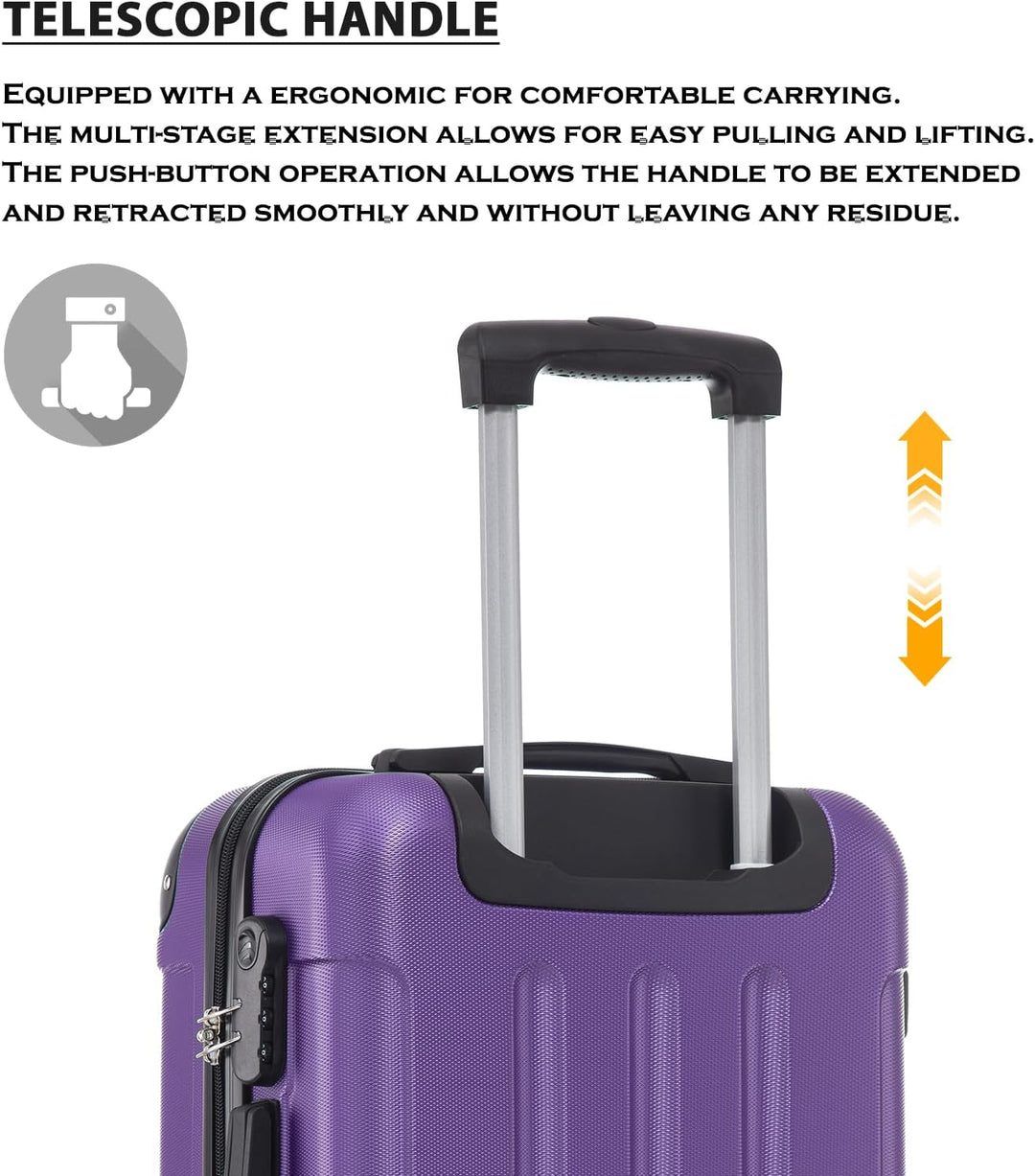 Trolley Koffer Suitcase, Reisekoffer, Rollkoffer Handgepäck, Hartschalenreisekoffer mit 4 Rollen 360