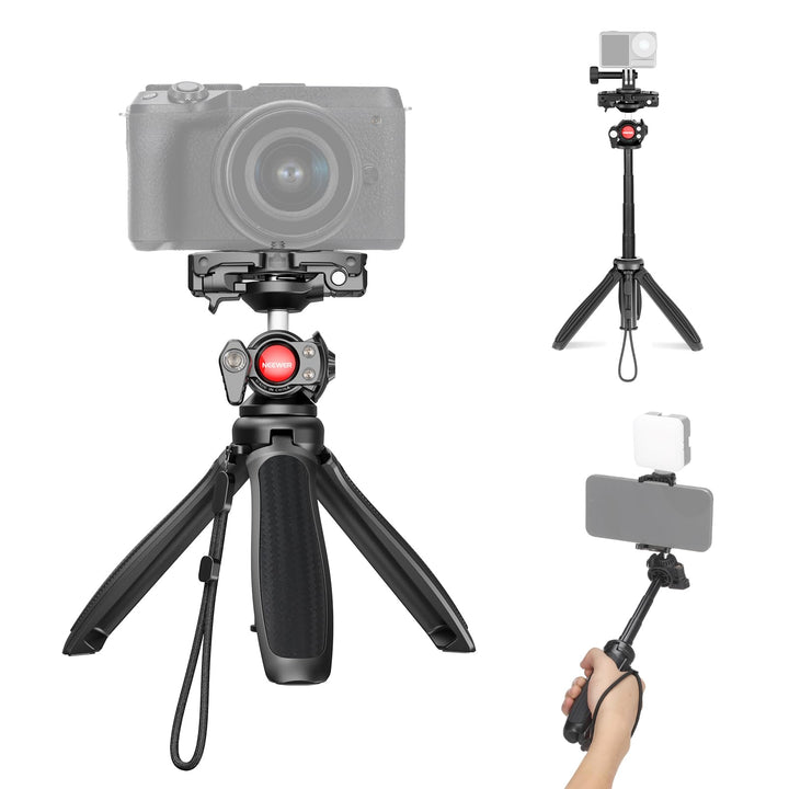 NEEWER TP38 Handy Kamera Stativ, 15" ausziehbarer Selfie Stick Mini Tripod Stand mit Telefonhalter,
