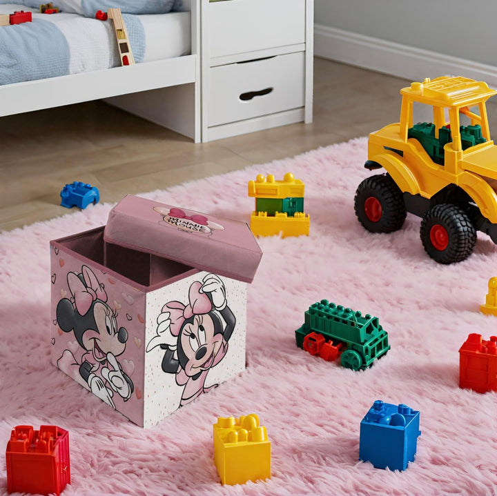 Superdiver - Aufbewahrungsbox und Hocker Minnie Maus - Offizielle Lizenz Disney - 30x30x30 cm - Falt