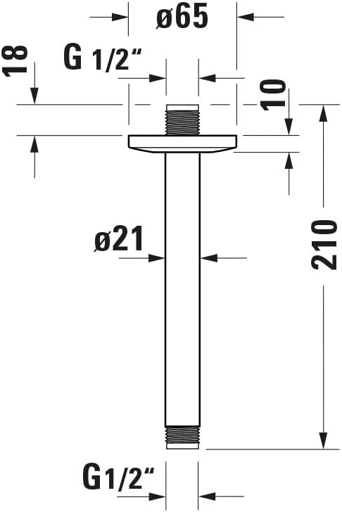 Duravit Universal Duscharm, Duscharmatur Deckenbefestigung, Brausearm 200 mm, Duschbrause rund, Chro