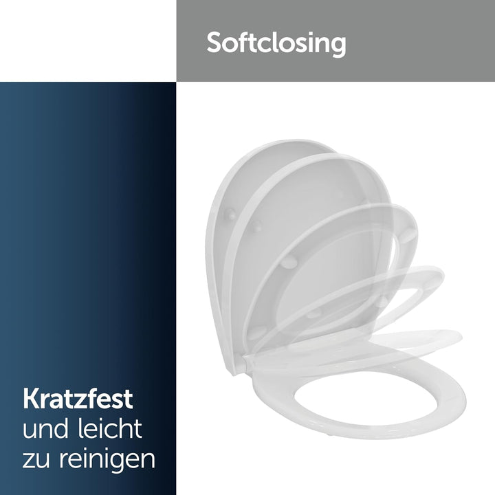 Ideal Standard Universal WC-Sitz mit Absenkautomatik (Softclose), Abnehmbarer Toilettensitz in ovale