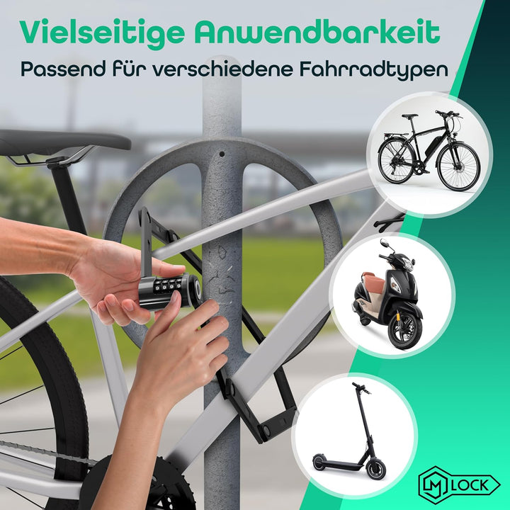M-LOCK Faltschloss 120cm - Fahrradschloss Diebstahlsicher [Individueller Pin] Zahlenschloss Schnelle