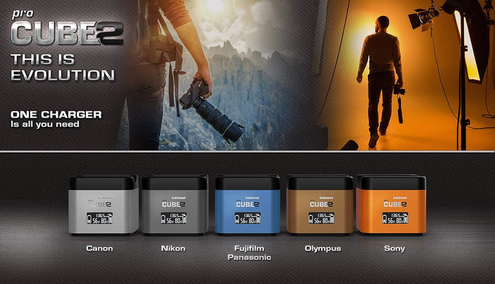 Hähnel – ProCube 2 – DSLR Duo Charger – für Olympus – EU/UK/USA – Ladegerät für BLN-1, BLS-5 & BLH-1