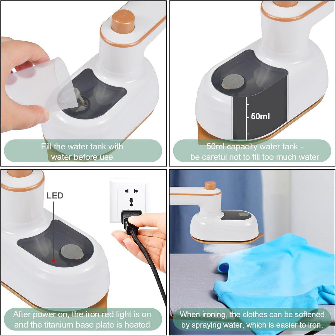 Mini Bügeleisen, Reise Bügeleisen, Tragbares Bügeleisen Klein, Handbügelmaschine, Hemdenbügler Reise
